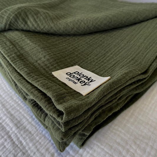 Muslin Swaddle Blanket Olive